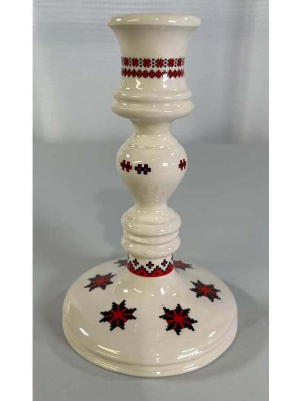 Vintage Ukrainian Motif Ceramic Candle Holder